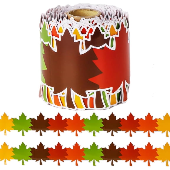 66 Ft Fall Maple Leaves Bulletin Board Border Trim Roll Decor