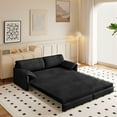 thumbnail image 1 of 66" Futon Sofa Bed Queen Size, Pull Out Bed, 3-in-1 Convertible Sleeper Sofa with Side Pocket, Modern Velvet Futon Couch for Living Room, Small Space, Apartment, Bedroom, Black, 1 of 10