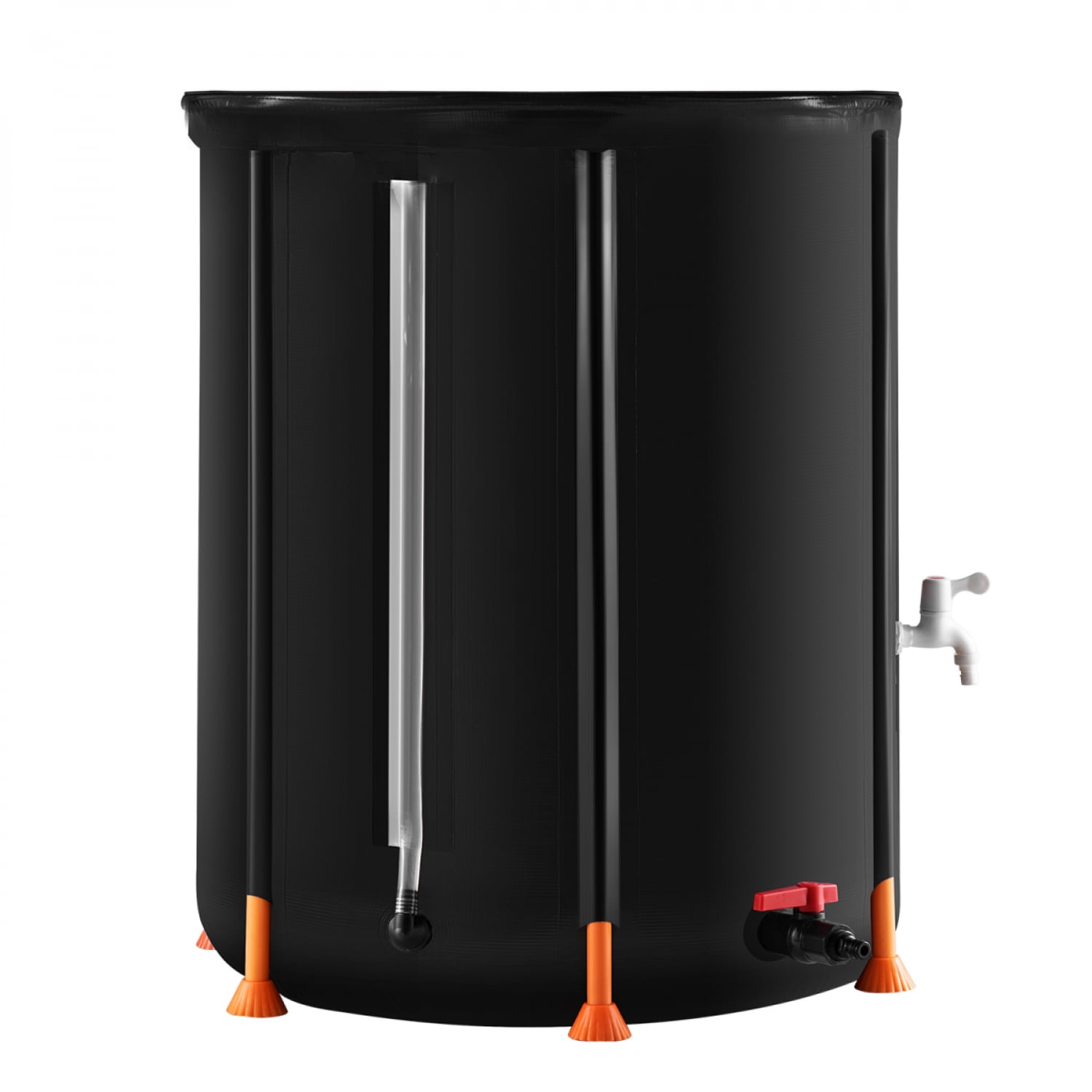 66 Gallon Collapsible Rain Barrel Water Catcher with Spigots Overflow Kit & Support Poles Portable PVC Rain Water Collector for Garden Lawn