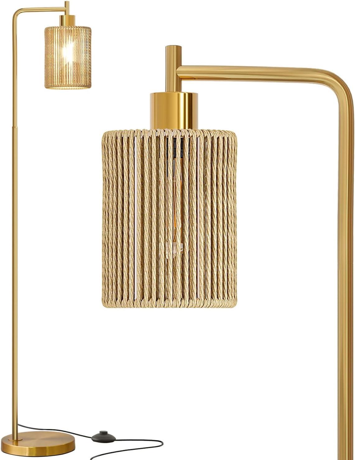 66" Gold Floor Lamp for Living Room, Boho Floor Lamp with LED Bulb ...