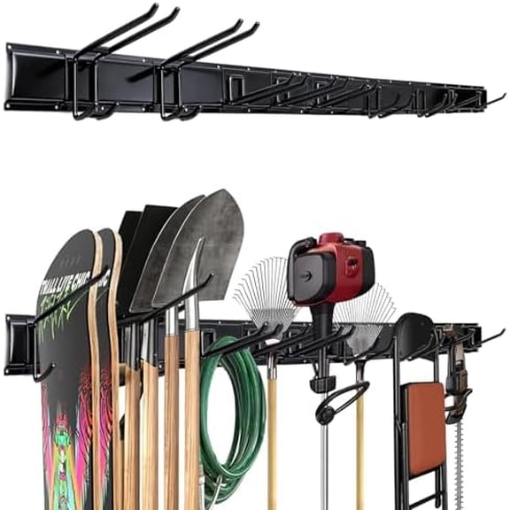 66'' Heavy-Duty Garage Tool Organizer Wall Mount 720lbs Capacity Metal Rack with Adjustable Hooks for Rake, Broom, Shovel, Snowboard & Garden Tools$$Tools & Hardware Other
