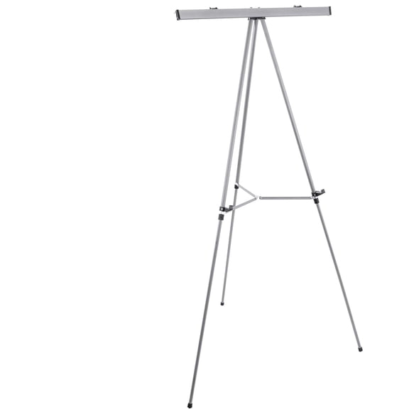 66" High Classroom Silver Aluminum Flip Chart Easel & Presentation Stand - Adjustable Floor/Tabletop, Portable Tripod, Holds 25 lbs., for Chart Paper, Poster Boards, & Pads