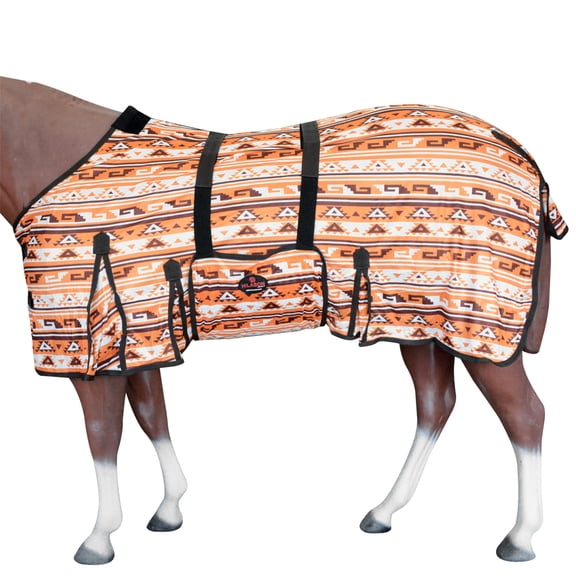 66 In Hilason Horse Fly Sheet Uv Protect Mesh Bug Mosquito Summer Orange Aztec