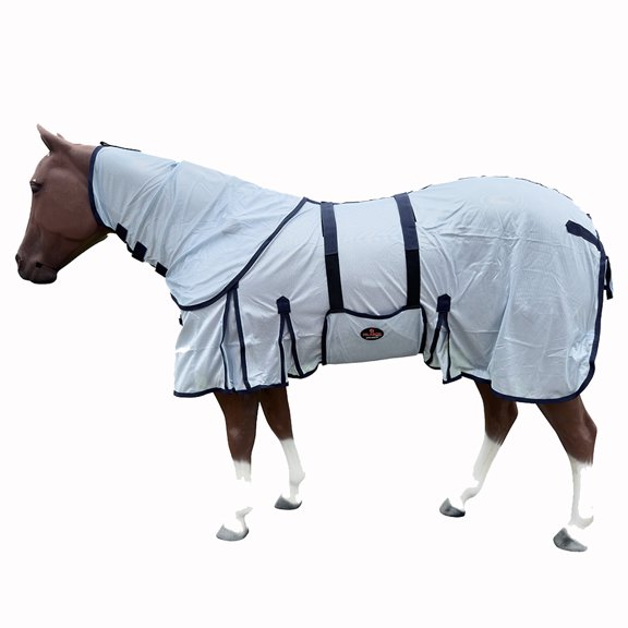 66 In Hilason Horse Fly Sheet With Neck Uv Protect Mesh Bug Mosquito Summer White