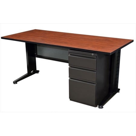 66 In. Single Ped Desk - Cherry