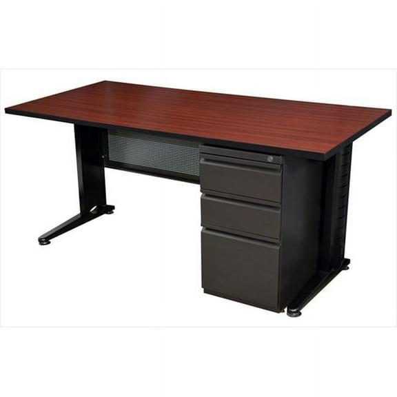 66 In. Single Ped Desk - Mahogany