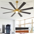 thumbnail image 1 of 66-Inch Black ＆ Walnut Ceiling Fan with Light，8 Blades Hanging Fan with Remote & APP Control Dimmable LED Light ＆ Memory Function for Outdoor/Indoor Use, 1 of 9