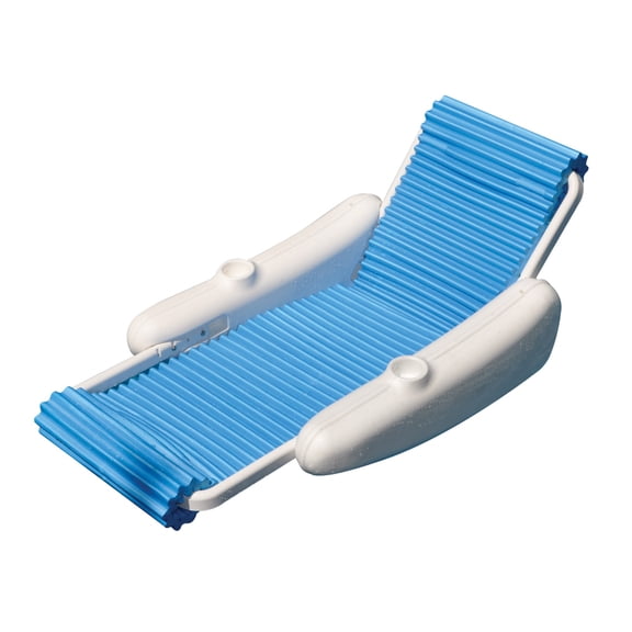 Swim Central Rippled Float Sunchaser Swimming Pool Lounge Chair - 66" - White and Blue