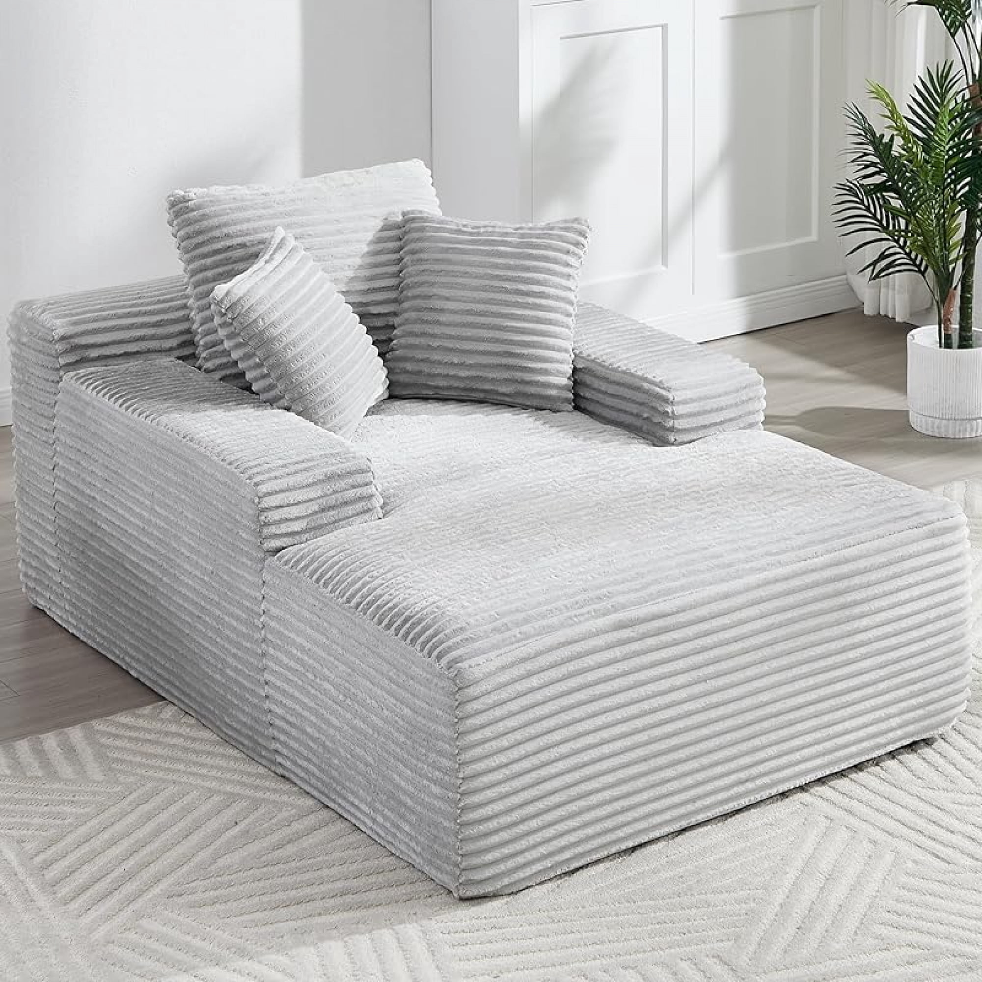 66 Inch Chaise Lounge Chair Indoor, Oversized Corduroy Upholstered