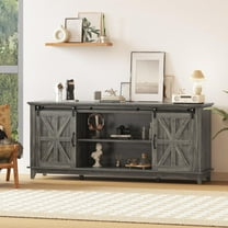 66 Inch Classic Farmhouse TV Stand for 75" Television, Wood Entertainment Center with Storage & Sliding Barn Doors, Adjustable Shelf Media TV Console Table Entertainment Center Console Table