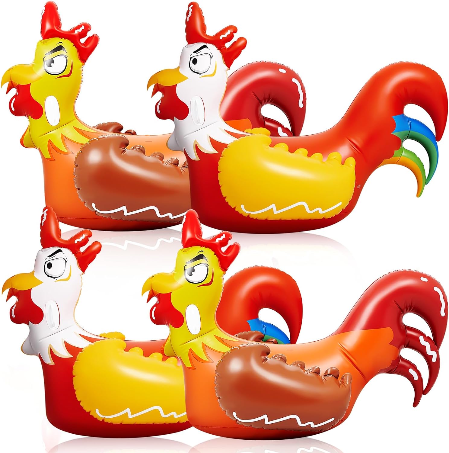 66 Inch Giant Chicken Fight Inflatable Pool Float Game Set Funny