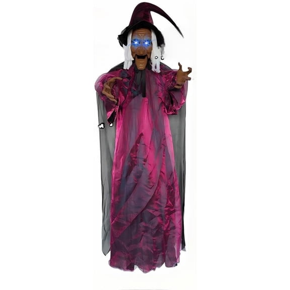 71 Inch Halloween Standing Witch, Wicked Witch with Light Up Eyes, for Haunted House Decor Lawn Yard Patio, Halloween Holiday Decor Prop Indoor/Outdoor