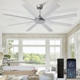 thumbnail image 1 of 66-Inch Indoor/Outdoor Ceiling Fan without Light - Large Ceiling Fan with 8-Blade in Wood Sliver, Remote & App Control, Quiet DC Motor​, 1 of 9