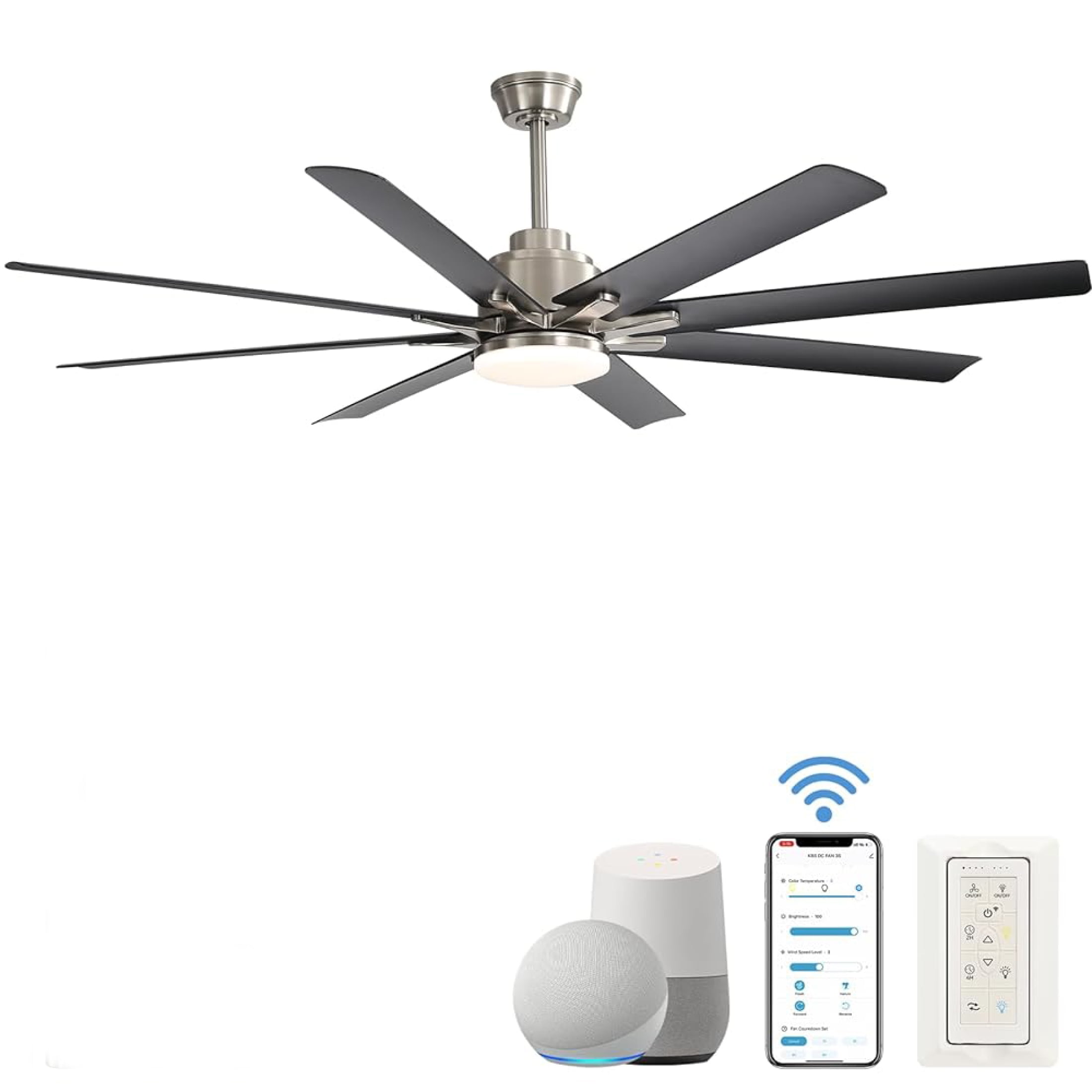 Grey 66-inch smart slim ceiling fan