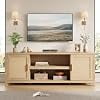 66 Inch Rattan TV Stand for TVs Up to 75 Inch, Boho Entertainment Center with Storage Cabinets, Adjustable Shelves and Open Storage for Living Room