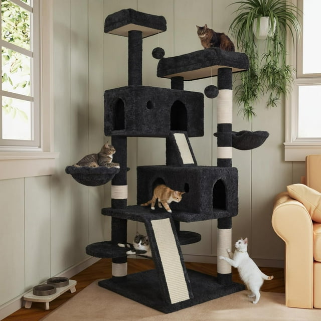 66 Inches MultiLevel Large Cat Tree Tower for Indoor Big Cats/Cozy