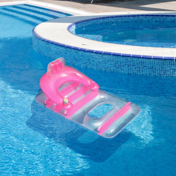 Swimline 66" Inflatable 1-Person Swimming Pool Lounge Chair - Pink/Clear