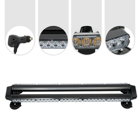 66 LED Emergency Light Bar Rooftop Double Side Strobe Warning Light Amber 12V