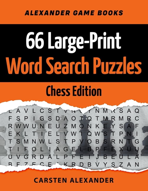 66 Large-Print Word Search Puzzles - Chess Edition: Fun Brain Games for Adults and Kids, (Paperback)