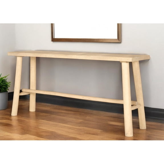 HomeRoots 605609 66 in. Light Brown Solid Wood Trestle Console Table