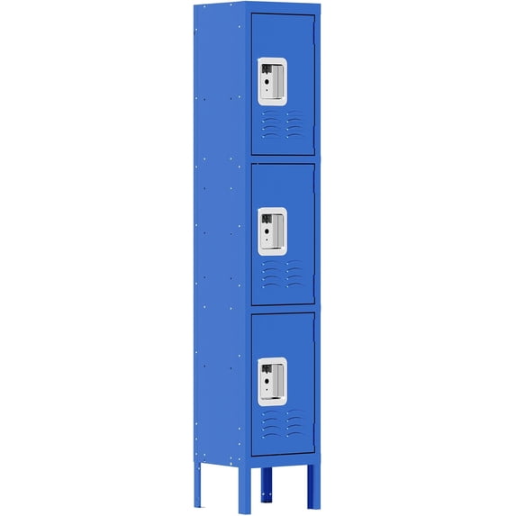 66’’ Metal Lockers for Employees, Locking Storage Cabinet with Doors & Hooks, 3 Door Cabinet for Gym School Home Office Garage, Heavy Duty (Blue)