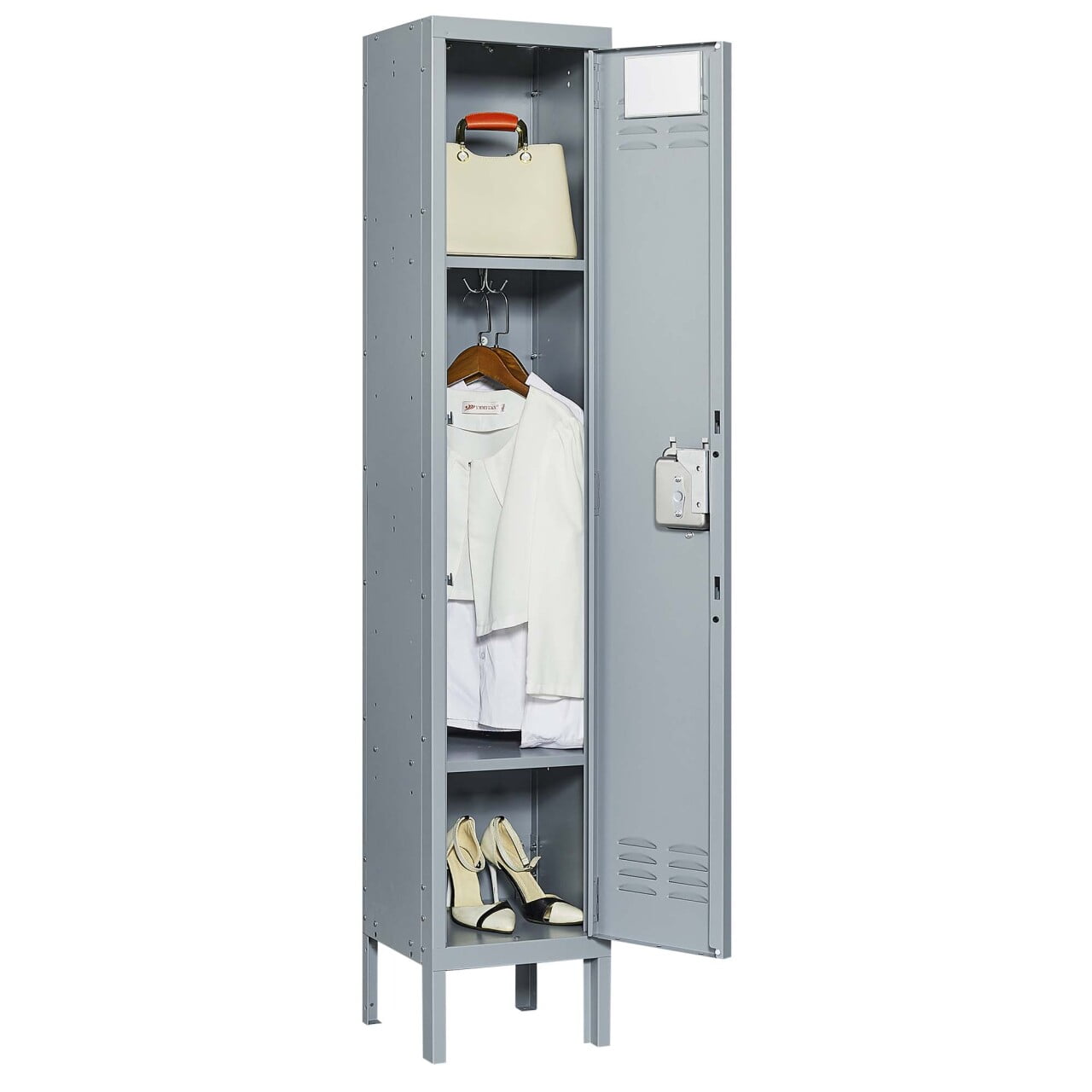 66 Metal Storage Cabinet Large Steel Cabinet with Lock and 1 Door Tall Storage Locker Cabinet for Home Office School Gym Garage Living Room