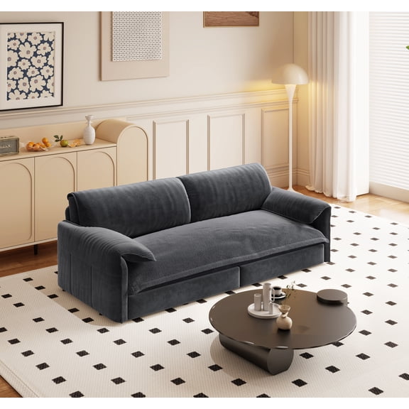66" Multi-Functional Velvet Pull Out Sofa Bed, 3-in-1 Convertible Queen Sleeper Loveseat with Side Storage, Modern Couch Bed for Living Room Small Spaces. Grey