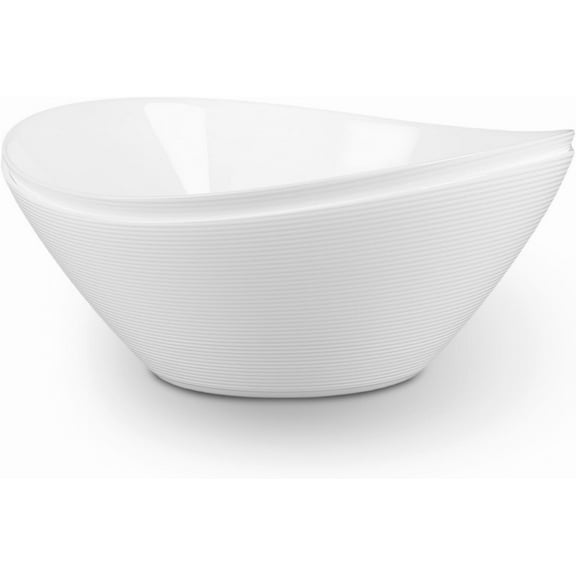 66 OZ Large Salad Bowl Set of 2, Opal Glass 10 inch Lightweight Serving Dishes for Salad, Fruit, Kitchen Microwave & Dishwasher Safe, Oval Shape White