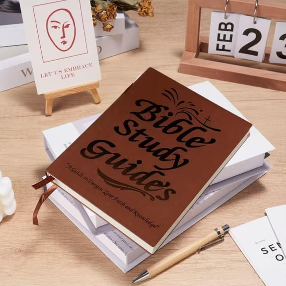 66-Page Bible Study Guide Devotional Journal PU Leather Cover Scripture Summaries Daily Reflections Beginner-Friendly Spiritual Growth Notebook Christian Gift Idea