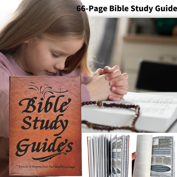 66-Page Bible Study Guide Journal,Bible Study Notebook for Beginners,66 page bible study guide leather Notebook,PU Leather Cover Daily Scripture Quotes Faith-Based Notebook(1A)