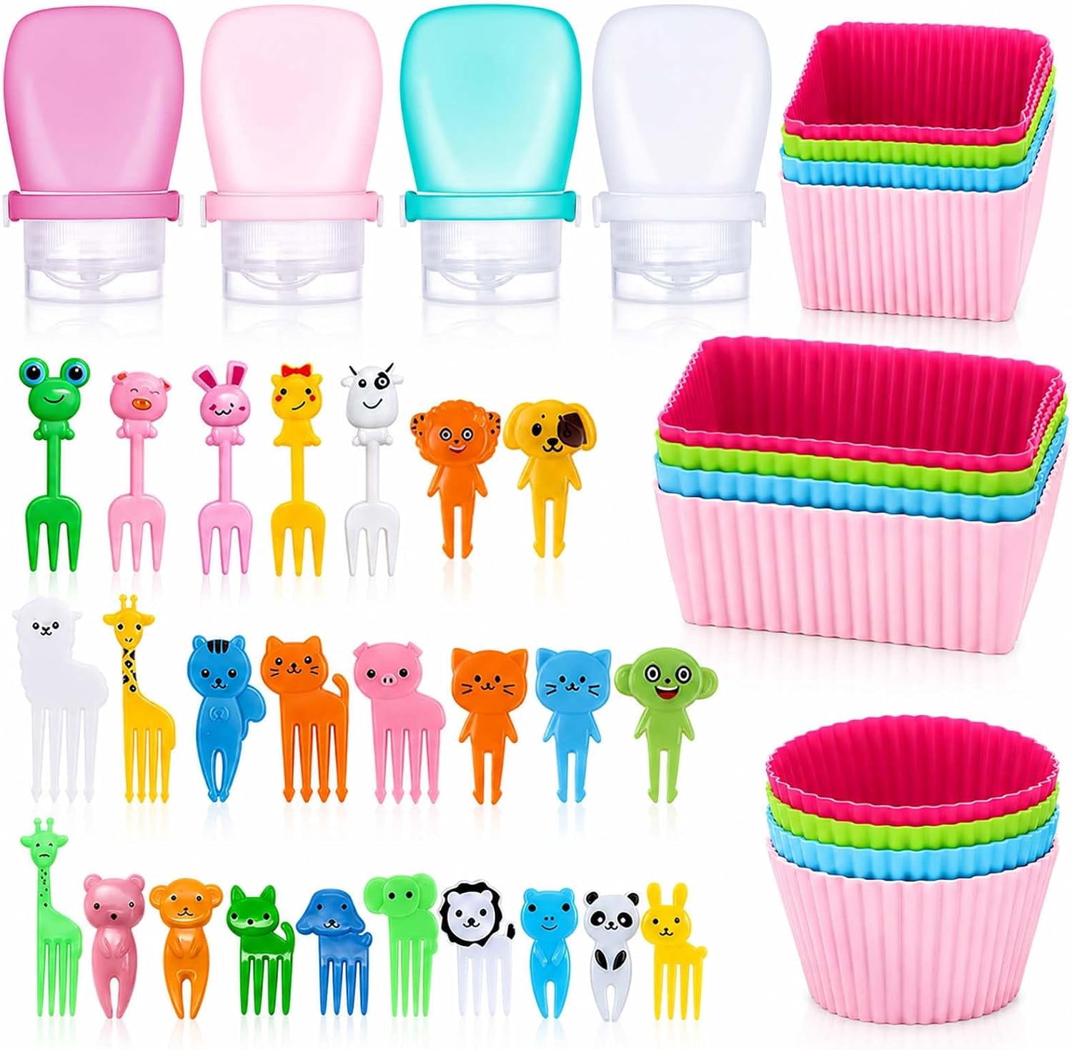 66 Pcs Bento Box Accessories Set with 1 oz Mini Condiment Squeeze ...