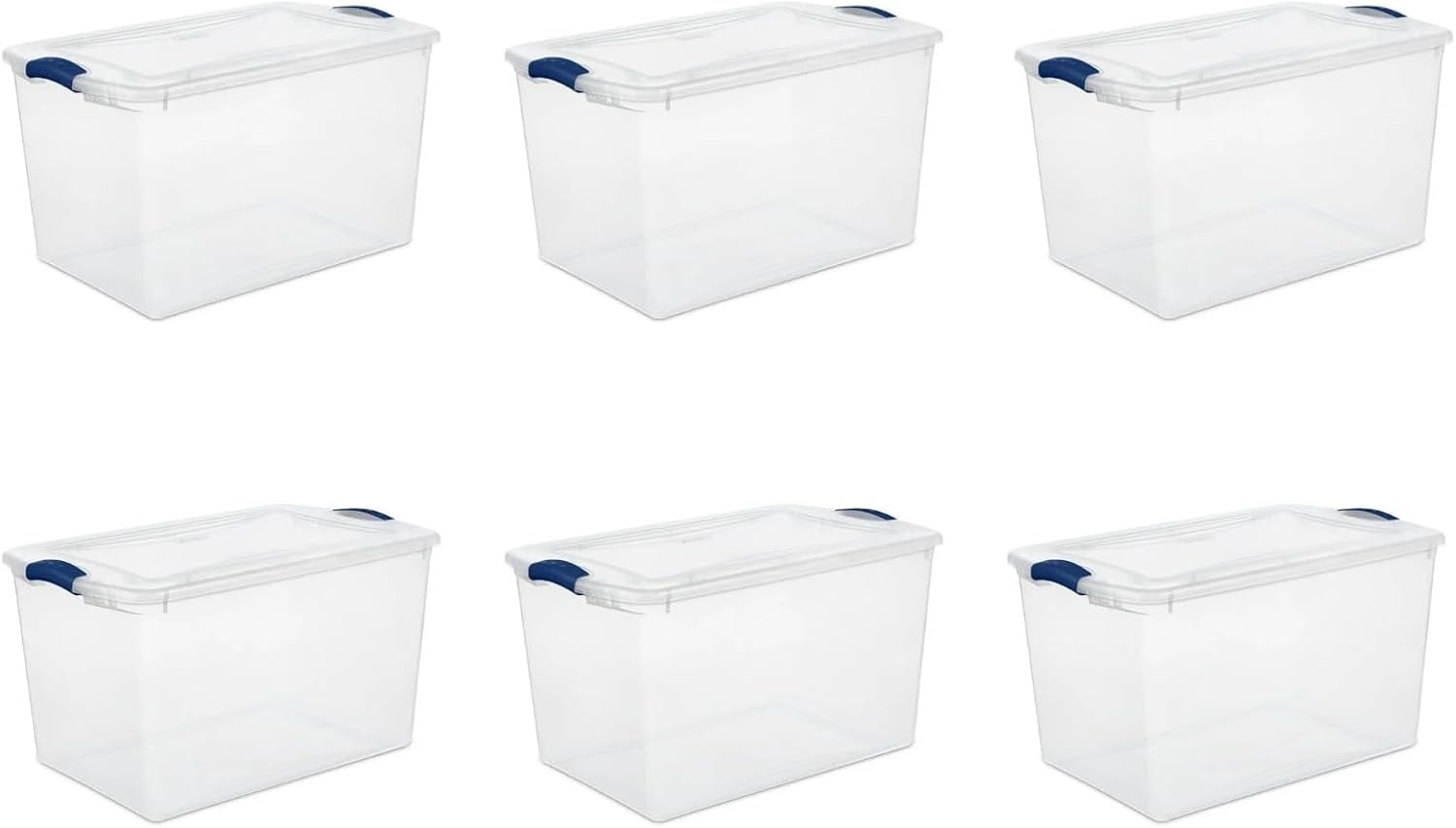 66 Qt. Latch Box Plastic, Stadium Blue, Set of 6 - Walmart.com