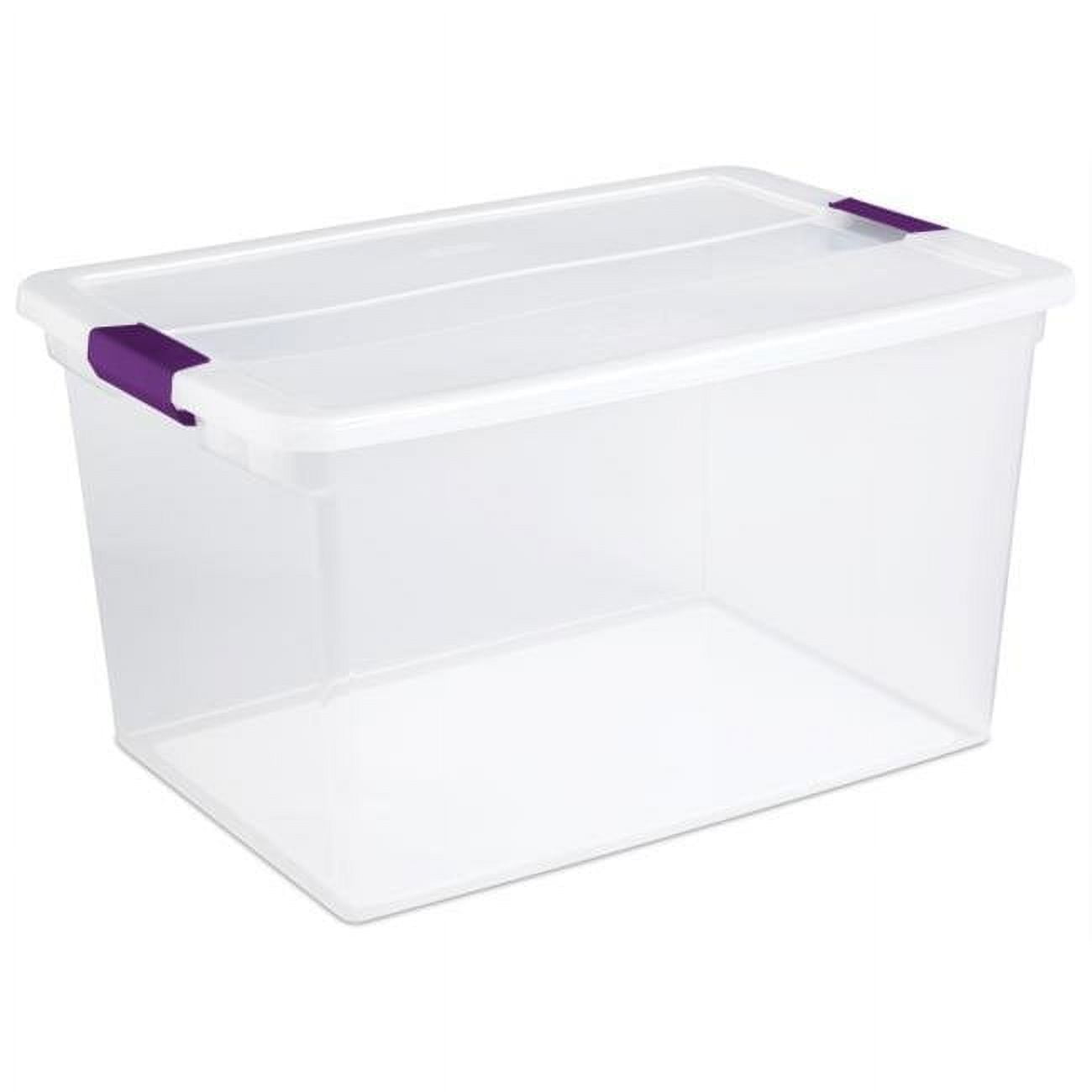 Sandmovie 50 Quart Plastic Large Clear Storage Box with Lid and Wheels, 4  Packs 