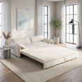 thumbnail image 1 of 66" Queen Convertible Loveseat Sofa Bed with Side Storage - Beige/White Velvet, 1 of 10