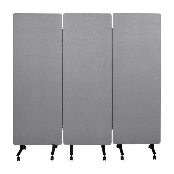 66" Rolling Soundproof Room Divider with Wheels, 3-Panel Folding Acoustic Wall for Office Privacy & Noise Reduction, Portable Partition for Home or Classroom, Grey