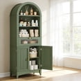 thumbnail image 1 of 66" Tall Bathroom Storage Cabinet with Flip Drawer, Freestanding Storage Cabinet with Doors & Shelves, Arched Cabinets for Bathroom, Living Room, Kitchen, Laundry, Green, 1 of 6