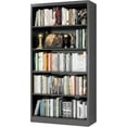 thumbnail image 1 of 66" Tall Metal Bookcase, 5 Shelf Black Bookcase with Adjustable Shelves, Large Bookshelves and Bookcases, Modern Book Shelf Storage Organizer for Living Room, Home Office, Library (Black), 1 of 7