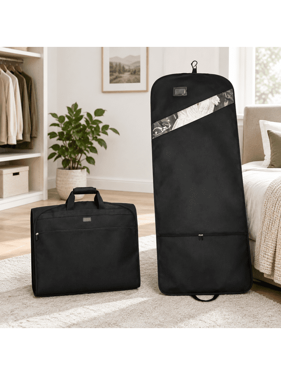66" Tri-Fold Garment Bag For Extra Long Dresses, Suits, Coats And Shirts