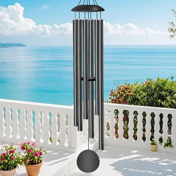66" Wind Chimes For Outside Deep Tone - 6 Thicken Tubes Large Outdoor  Gifts Mothers Day Women Mom Grandma Sympathy Big Windchimes Garden And Patio (black)