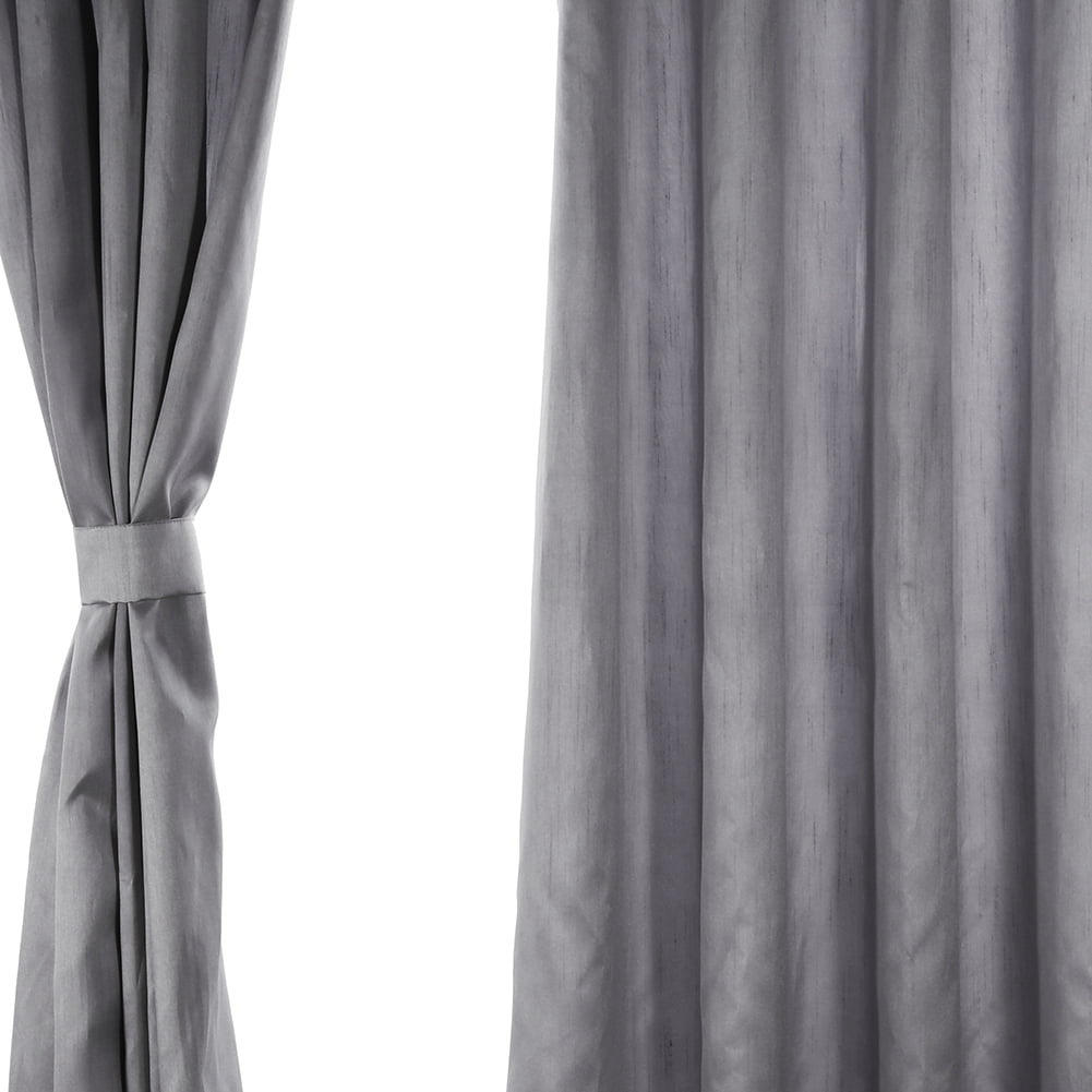 66"X 90" Fabric Fully Lined Curtain Decor Pleat Eyelet Ring Top Drapes With Lining Silver Gray