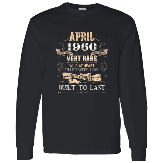 66 Years Old 66Th Birthday Legend Vintage April 1960 Bday Long Sleeve Shirt