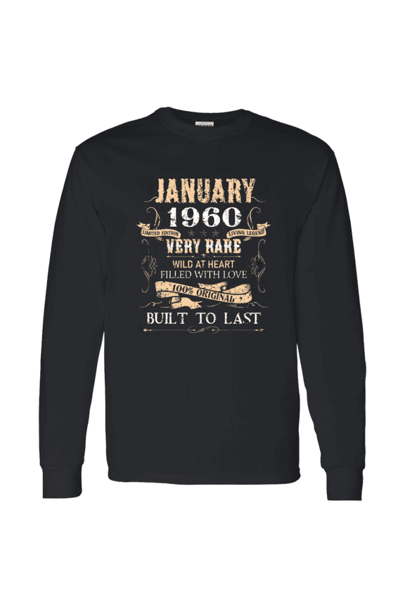 66 Years Old 66Th Birthday Legend Vintage January 1960 Bday Long Sleeve Shirt
