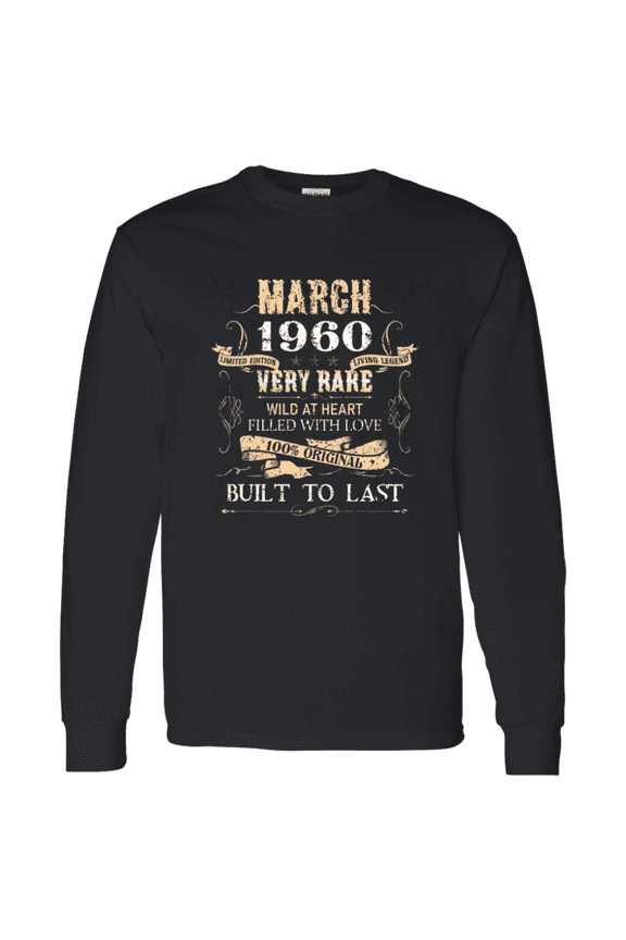 66 Years Old 66Th Birthday Legend Vintage March 1960 Bday Long Sleeve Shirt