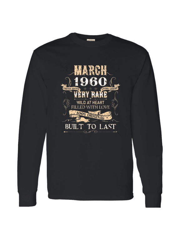 66 Years Old 66Th Birthday Legend Vintage March 1960 Bday Long Sleeve Shirt