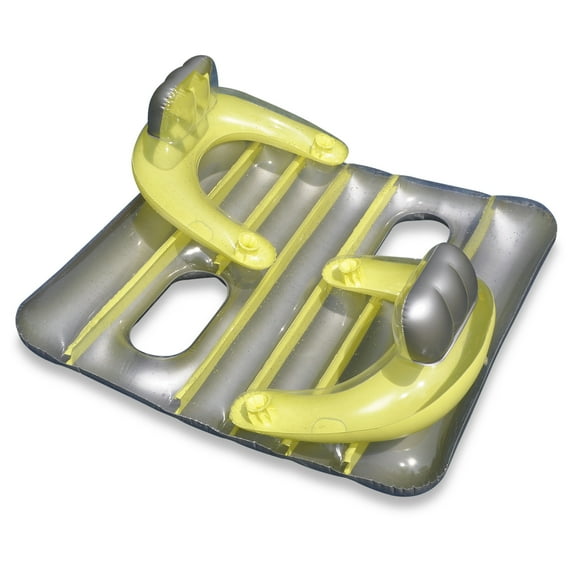 Swim Central 66" Yellow and Silver Inflatable Face-To-Face Pool Raft Dual Air Mattress