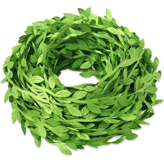 66 ft Leaf Ribbon, Artificial Eucalyptus Garland Rattan Leaf String, Decorative Jungle Wild Green Plant Leaves for Baby Shower Home Wedding Party Spring Decor Balloon Garland Wreaths DIY Craft