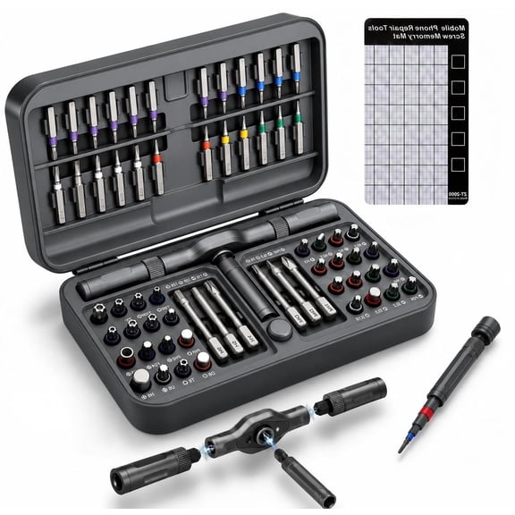 66 in 1 Magnetic Ratcheting Screwdriver Set S2 steel bits with Detachable Handle, Flexible Shaft for Electronics, Computer, Furniture, Bike, DIY