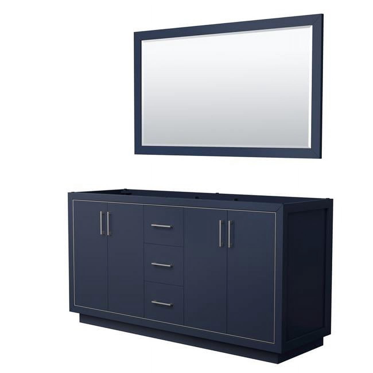 66 in. Icon Double Bathroom Vanity, Dark Blue, No Countertop, No Sink ...