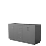 66 in. Icon Double Bathroom Vanity, Dark Gray, No Countertop, No Sink & Brushed Nickel Trim ...
