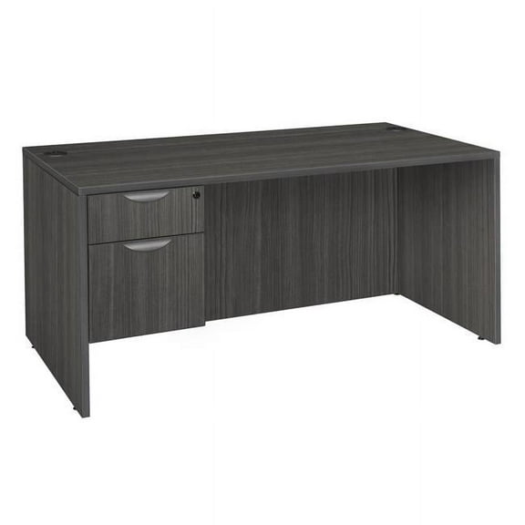 66 in. Legacy Single Pedestal Desk, Ash Grey